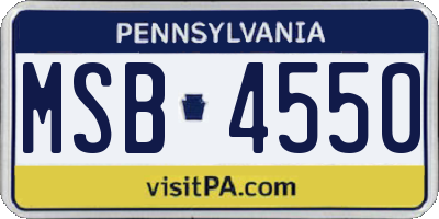 PA license plate MSB4550