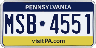 PA license plate MSB4551