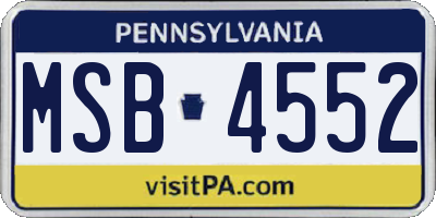 PA license plate MSB4552
