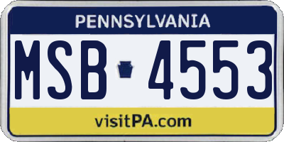 PA license plate MSB4553