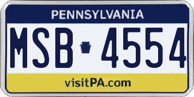 PA license plate MSB4554