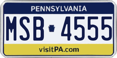 PA license plate MSB4555