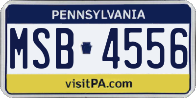PA license plate MSB4556