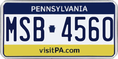 PA license plate MSB4560