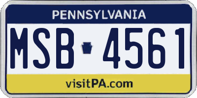 PA license plate MSB4561