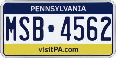 PA license plate MSB4562