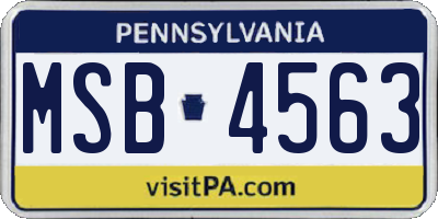 PA license plate MSB4563