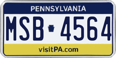 PA license plate MSB4564
