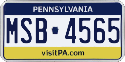 PA license plate MSB4565