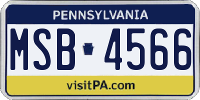 PA license plate MSB4566