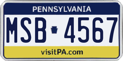 PA license plate MSB4567