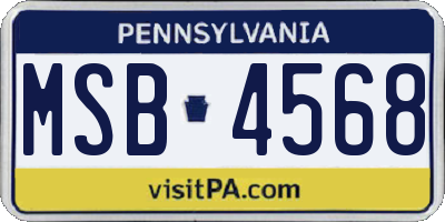 PA license plate MSB4568