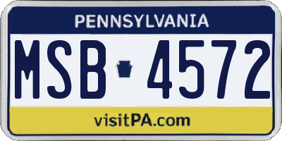 PA license plate MSB4572