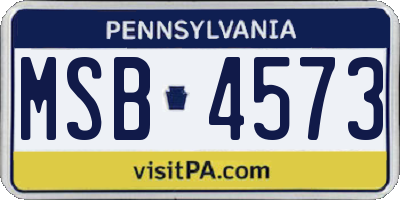 PA license plate MSB4573