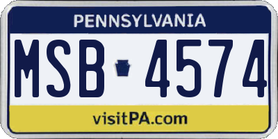 PA license plate MSB4574
