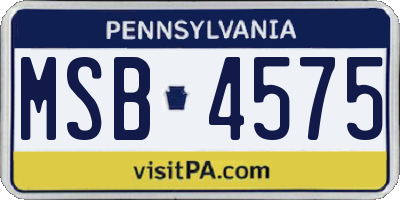 PA license plate MSB4575
