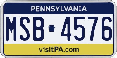 PA license plate MSB4576
