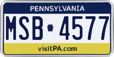 PA license plate MSB4577