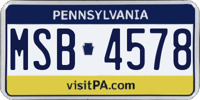 PA license plate MSB4578