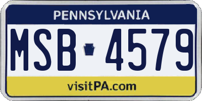 PA license plate MSB4579