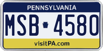 PA license plate MSB4580