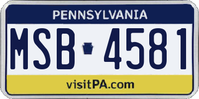 PA license plate MSB4581
