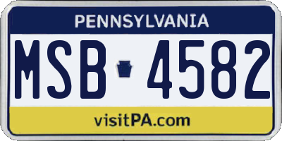 PA license plate MSB4582