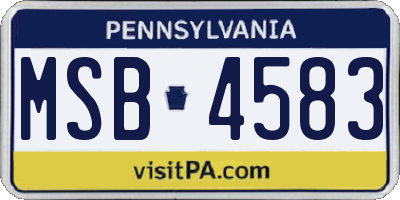 PA license plate MSB4583