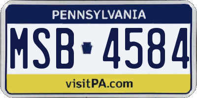 PA license plate MSB4584