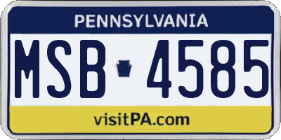 PA license plate MSB4585