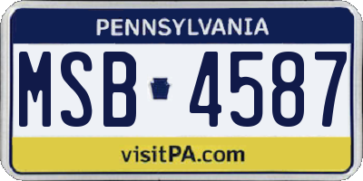 PA license plate MSB4587