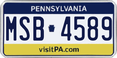 PA license plate MSB4589