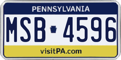 PA license plate MSB4596