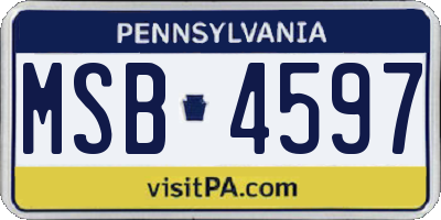 PA license plate MSB4597