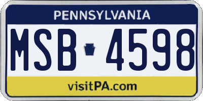 PA license plate MSB4598