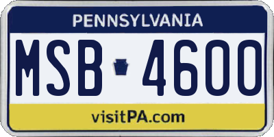 PA license plate MSB4600
