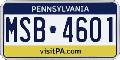PA license plate MSB4601