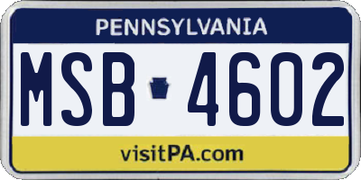 PA license plate MSB4602