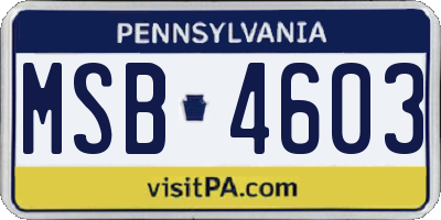 PA license plate MSB4603