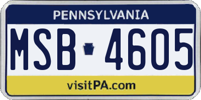 PA license plate MSB4605