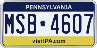 PA license plate MSB4607