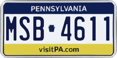 PA license plate MSB4611