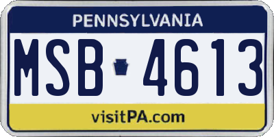 PA license plate MSB4613