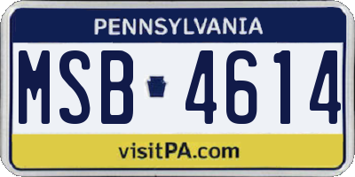 PA license plate MSB4614