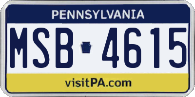 PA license plate MSB4615