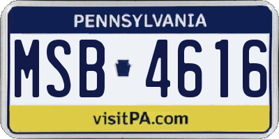 PA license plate MSB4616