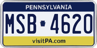 PA license plate MSB4620