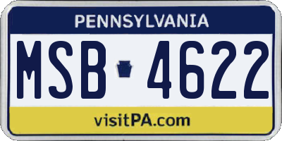 PA license plate MSB4622