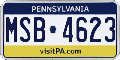 PA license plate MSB4623
