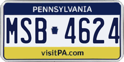 PA license plate MSB4624